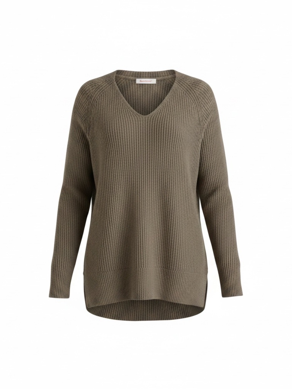 Athleta Ribbed V-Neck Sweater in Gray- Women XXS